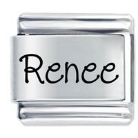 Renee Etched name Italian Charm