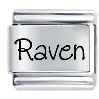 Raven Etched name Italian Charm