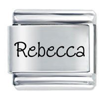 Rebecca Etched name Italian Charm