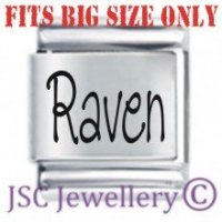 Raven Etched Name Charm - Fits BIG size 13mm