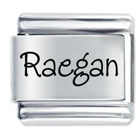 Raegan Etched name Italian Charm