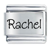 Rachel Etched name Italian Charm