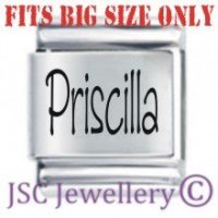 Priscilla Etched Name Charm - Fits BIG size 13mm