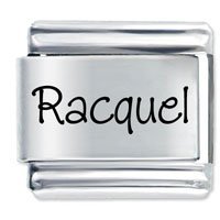 Racquel Etched name Italian Charm