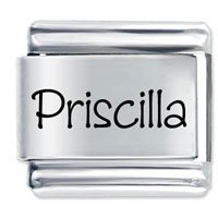 Priscilla Etched name Italian Charm
