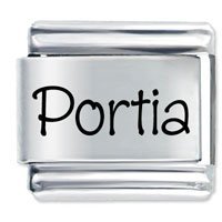 Portia Etched name Italian Charm