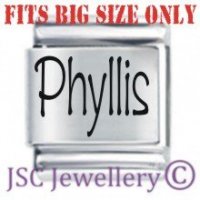 Phyllis Etched Name Charm - Fits BIG size 13mm
