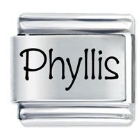 Phyllis Etched name Italian Charm