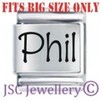 Phil Etched Name Charm - Fits BIG size 13mm