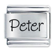 Peter Etched name Italian Charm