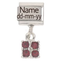 Personalised JANUARY Birthstone Dangle Name &amp; Date Charm