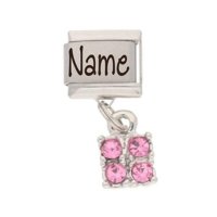 Personalised OCTOBER Birthstone Dangle Name &  Date Charm