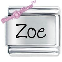 Zoe Etched name Italian Charm