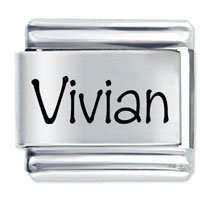 Vivian Etched Name Italian Charm