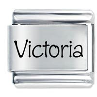 Victoria Etched name Italian Charm