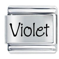 Violet Etched Name Italian Charm