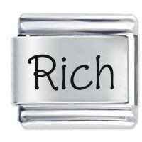 Rich Etched name Italian Charm