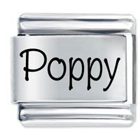 Poppy Etched name Italian Charm