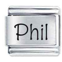 Phil Etched name Italian Charm