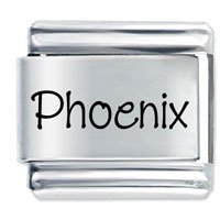 Phoenix Etched Name Italian Charm