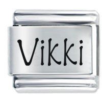 Vikki Etched Name Italian Charm