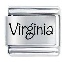 Virginia Etched Name Italian Charm