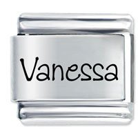 Vanessa Etched Name Italian Charm