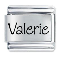 Valerie Etched name Italian Charm