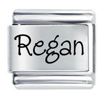 Regan Etched name Italian Charm