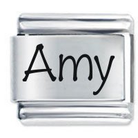 Amy Etched Name Italian Charm