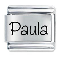 Paula Etched name Italian Charm