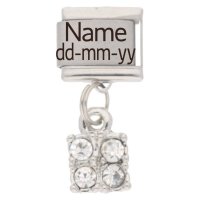 Personalised APRIL Birthstone Dangle Name & Date Charm