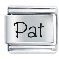 Pat Etched name Italian Charm