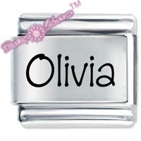 Olivia Etched name Italian Charm