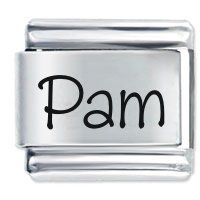 Pam Etched name Italian Charm