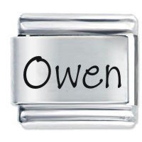 Owen Etched name Italian Charm