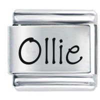Ollie  Etched name Italian Charm