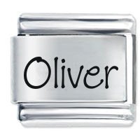 Oliver Etched name Italian Charm