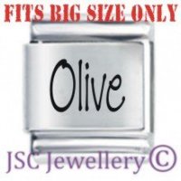 Olive Etched Name Charm - Fits BIG size 13mm