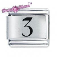 Number Three ETCHED Italian Charm