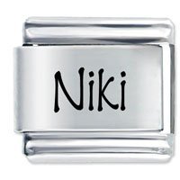 Niki Etched name Italian Charm