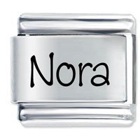 Nora Etched name Italian Charm