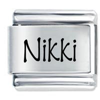 Nikki Etched name Italian Charm
