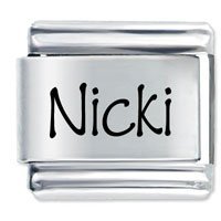 Nicki Etched name Italian Charm