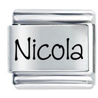 Nicola Etched name Italian Charm