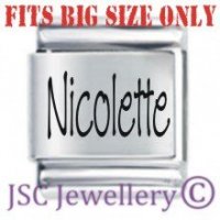 Nicolette Etched Name Charm - Fits BIG size 13mm