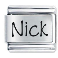 Nick Etched name Italian Charm