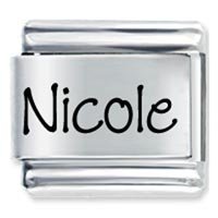 Nicole Etched name Italian Charm