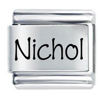 Nichol Etched name Italian Charm