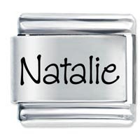 Natalie Etched name Italian Charm